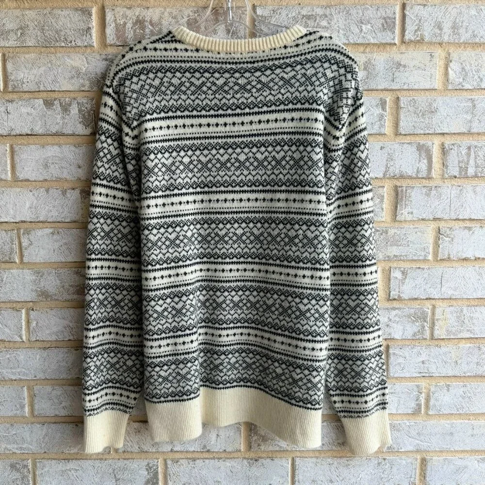 J. Crew Long Sleeve Crew Neck Fair Isle Lamb Wool Blend Sweater Men's Size M